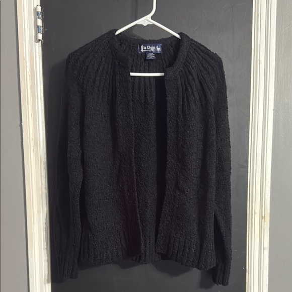 le Chois Sweaters - le Chois Vintage Textured Black Open Front Cardigan Size: S